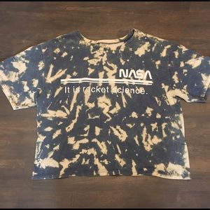Custom NASA acid washed cropped shirt